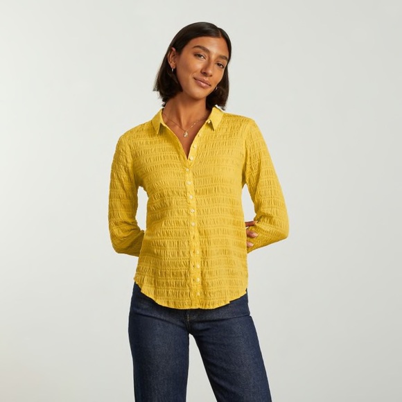 NWOT Everlane The Button Smock Top. Size 2. Color Super Lemon. - Picture 3 of 9